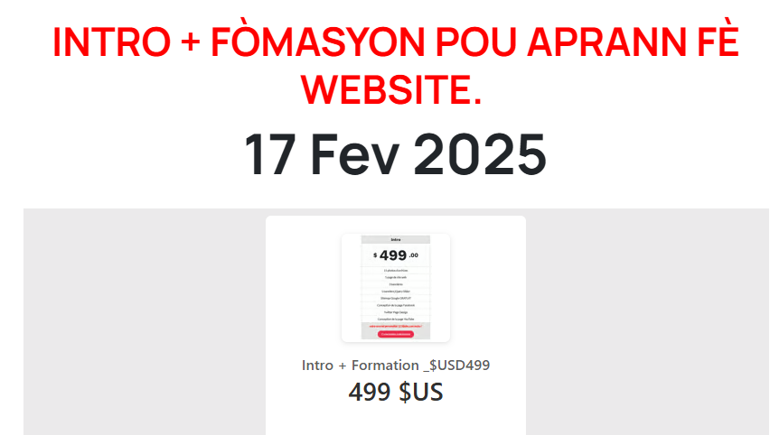 INTRO + FÒMASYON POU APRANN FÈ WEBSITE. - 17 fev 2025